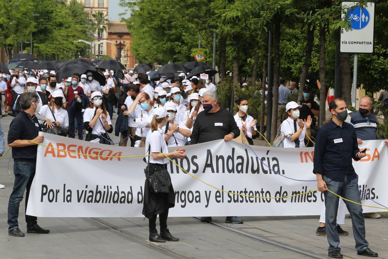 Manifestación de los trabajadores de Abengoa por Sevilla