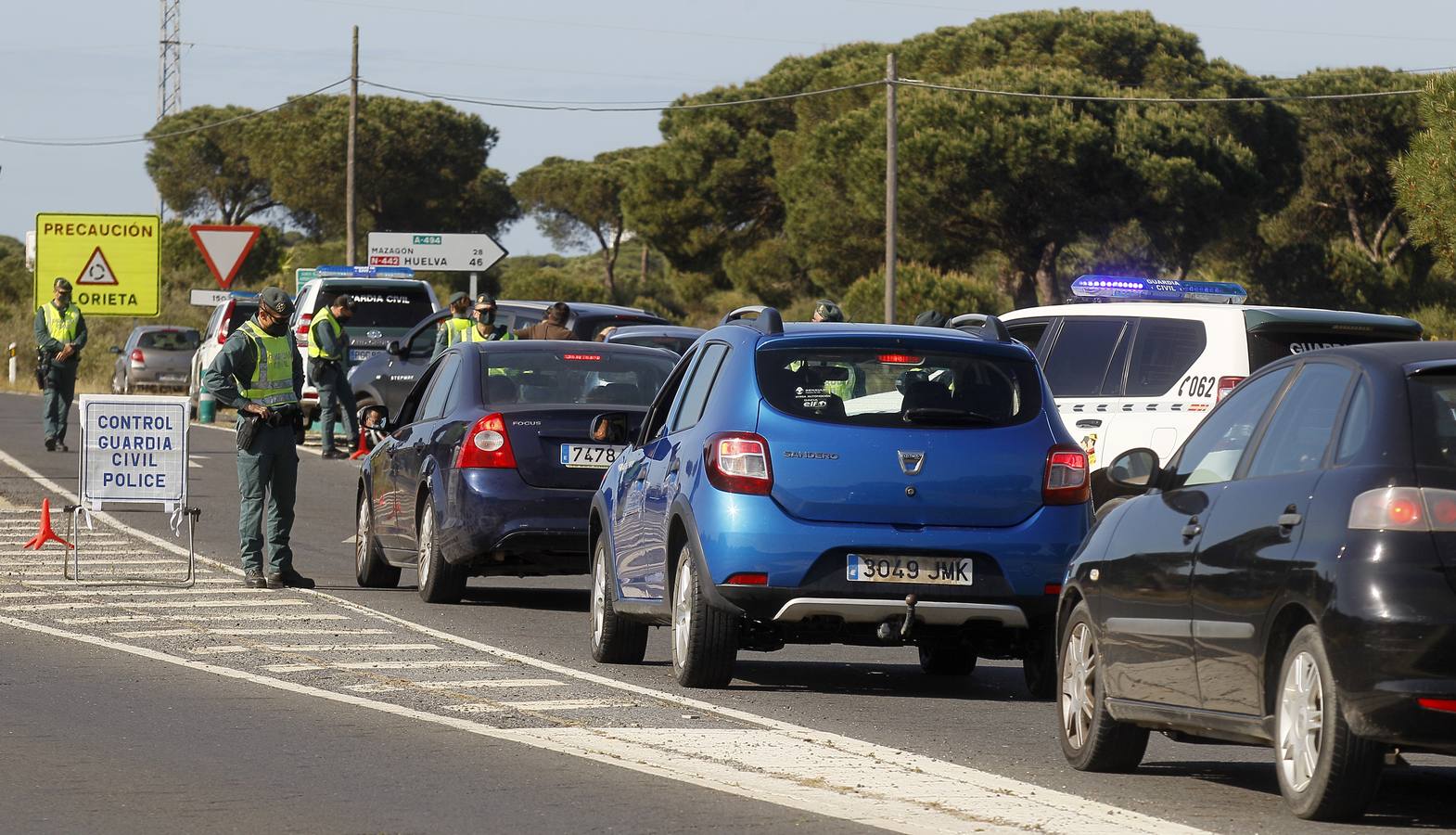 Controles a la entrada de Matalascañas