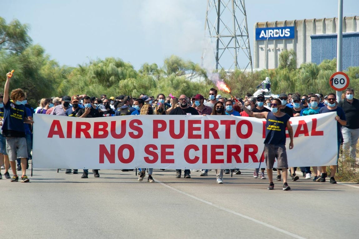 FOTOS: Manifestación de la factoría de Airbus Puerto Real
