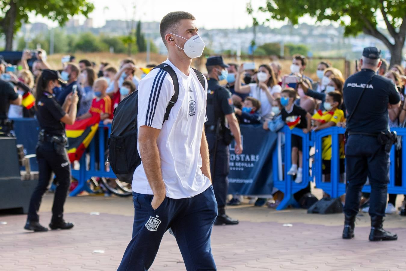 Llegada de la selección española al hotel de concentración en Sevilla