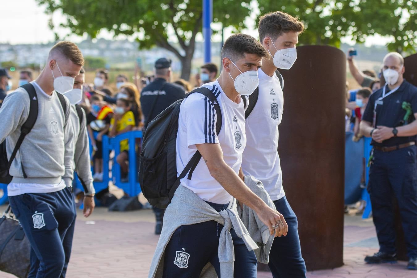 Llegada de la selección española al hotel de concentración en Sevilla