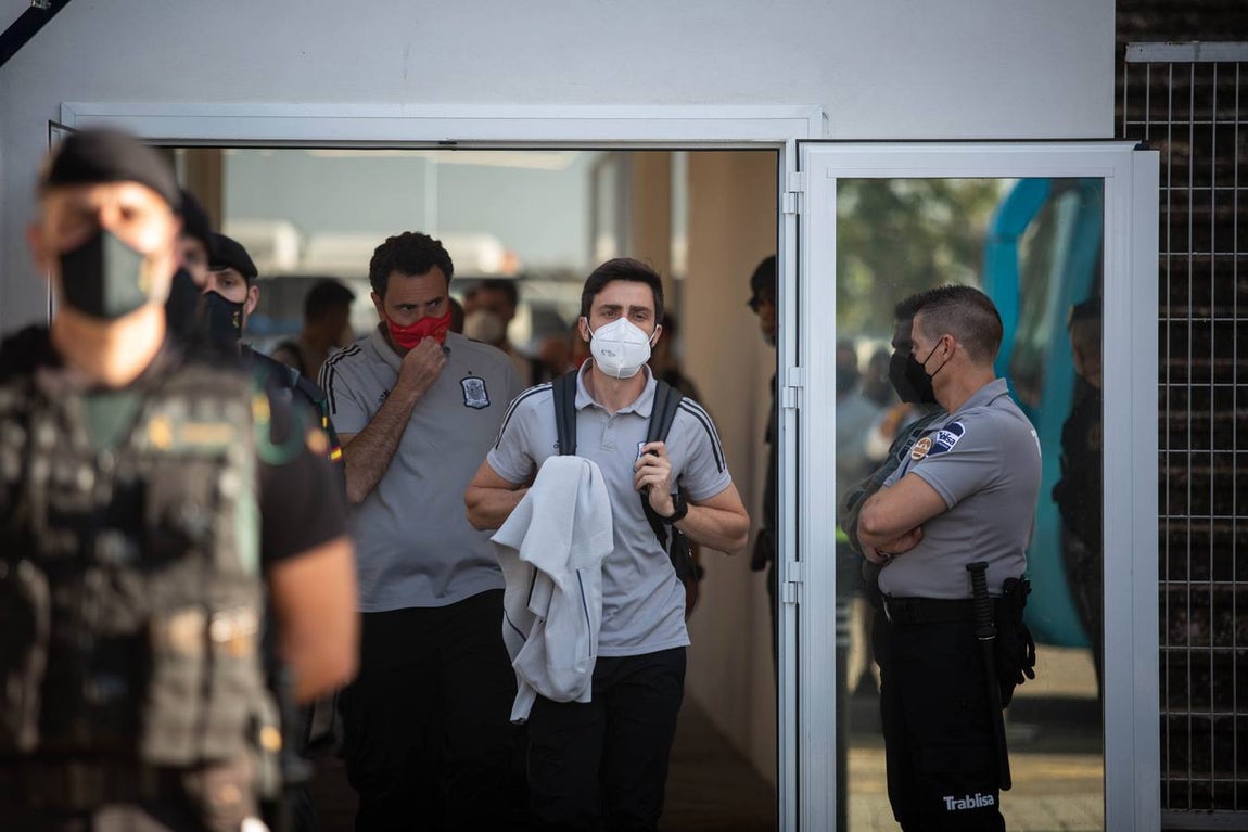 Llegada de la Selección española al Aeropuerto de San Pablo, Sevilla.
