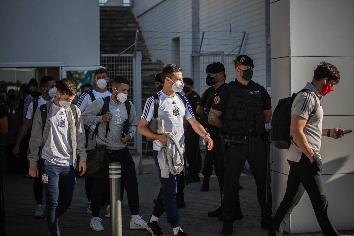 Llegada de la Selección española al Aeropuerto de San Pablo, Sevilla.