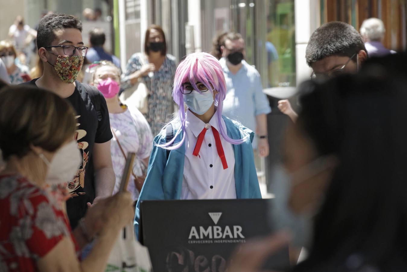 El uso de la mascarilla en el centro de Sevilla ha sido mayoritario este sábado