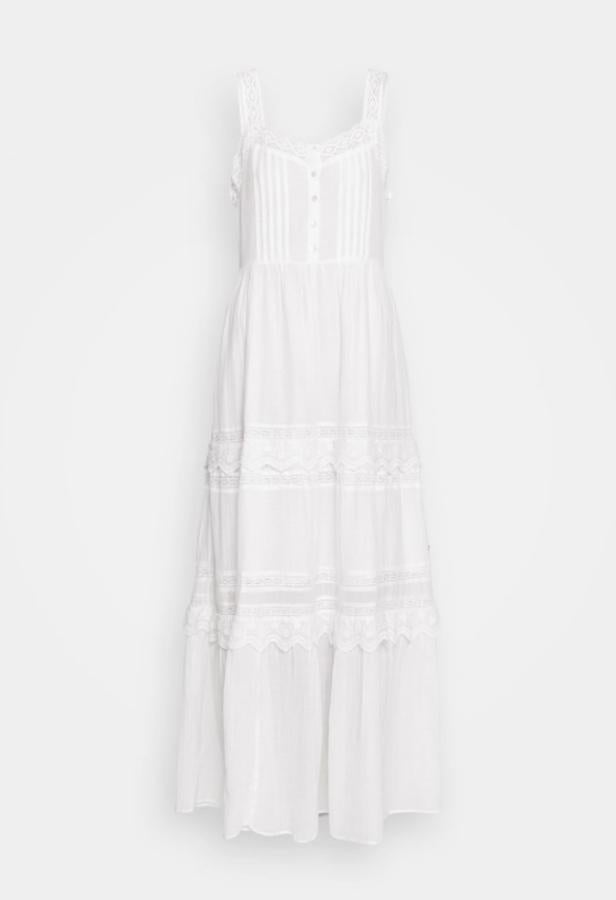Pepe Jeans - Vestidos blancos de rebajas. Vestido largo con volantes y bordados, de Pepe Jeans. Precio: 69,90€