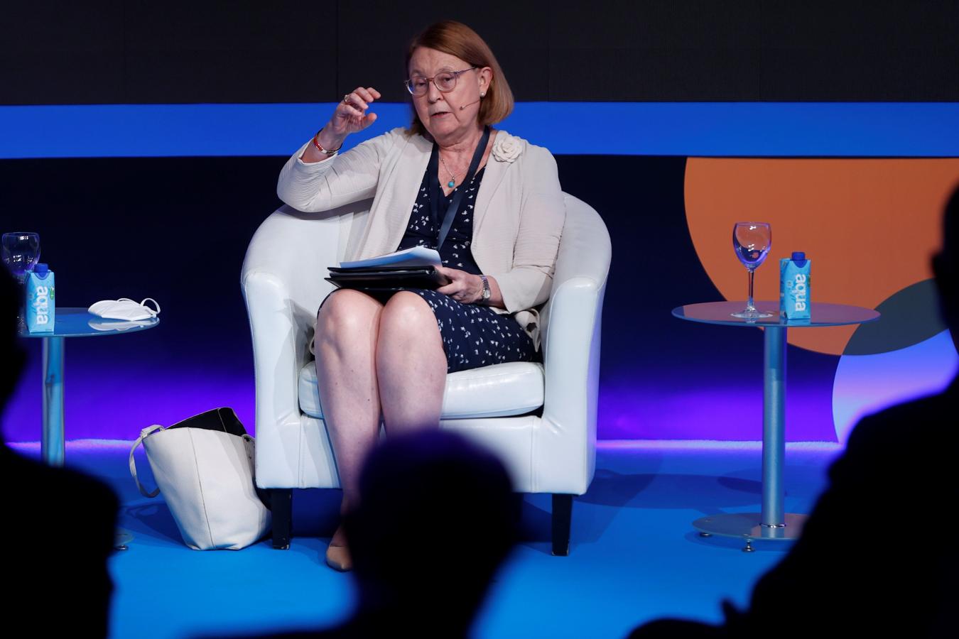 La vicepresidenta del Tribunal de Justicia de la Unión Europea (TJUE), Rosario Silva de la Puerta, durante el Congreso que la Asociación Mundial de Juristas ha celebrado este lunes. 