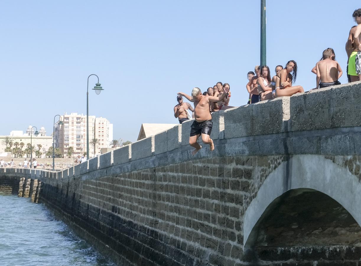 FOTOS: Carteles colocados en el Puente Canal de Cádiz para evitar los saltos