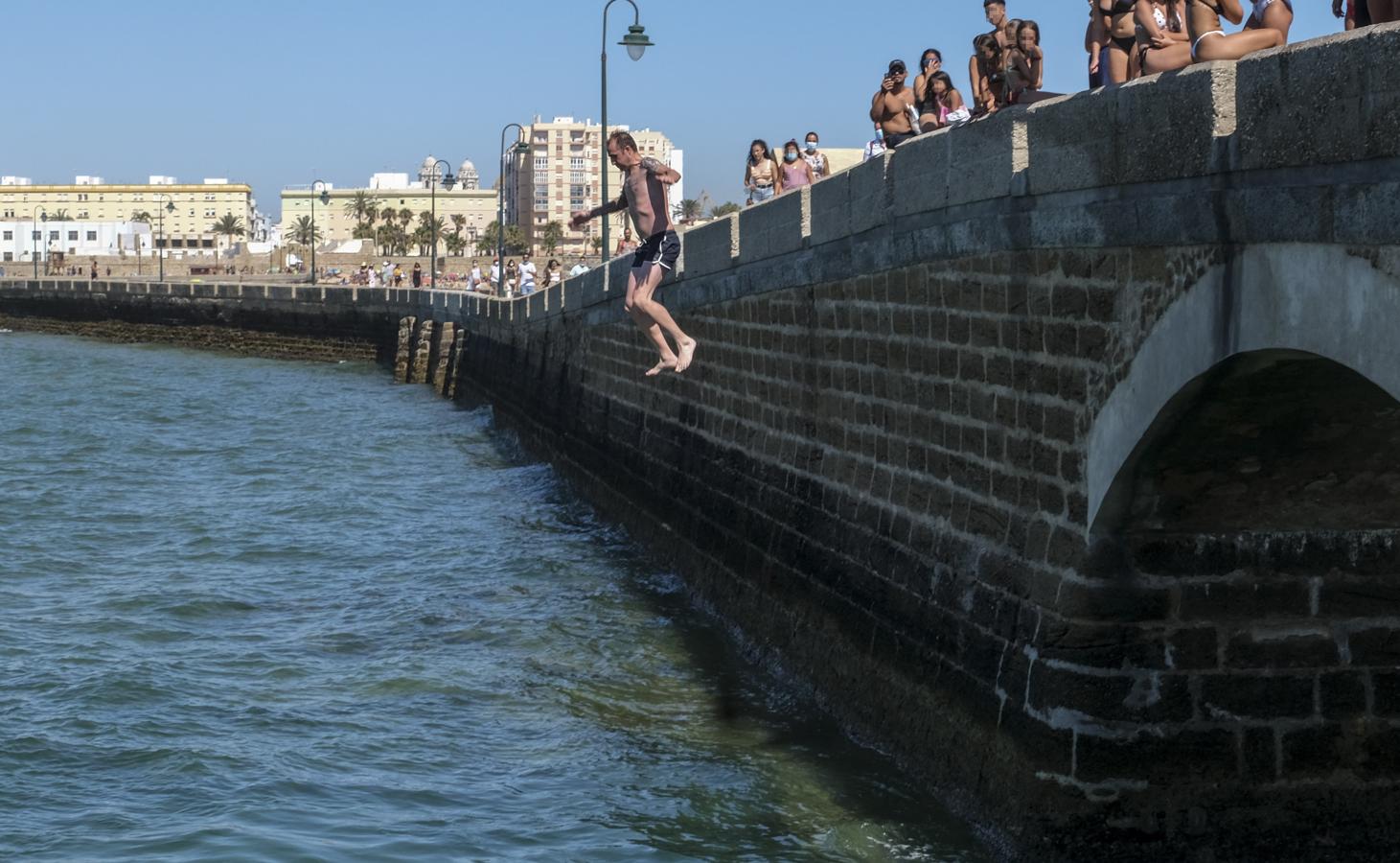 FOTOS: Carteles colocados en el Puente Canal de Cádiz para evitar los saltos