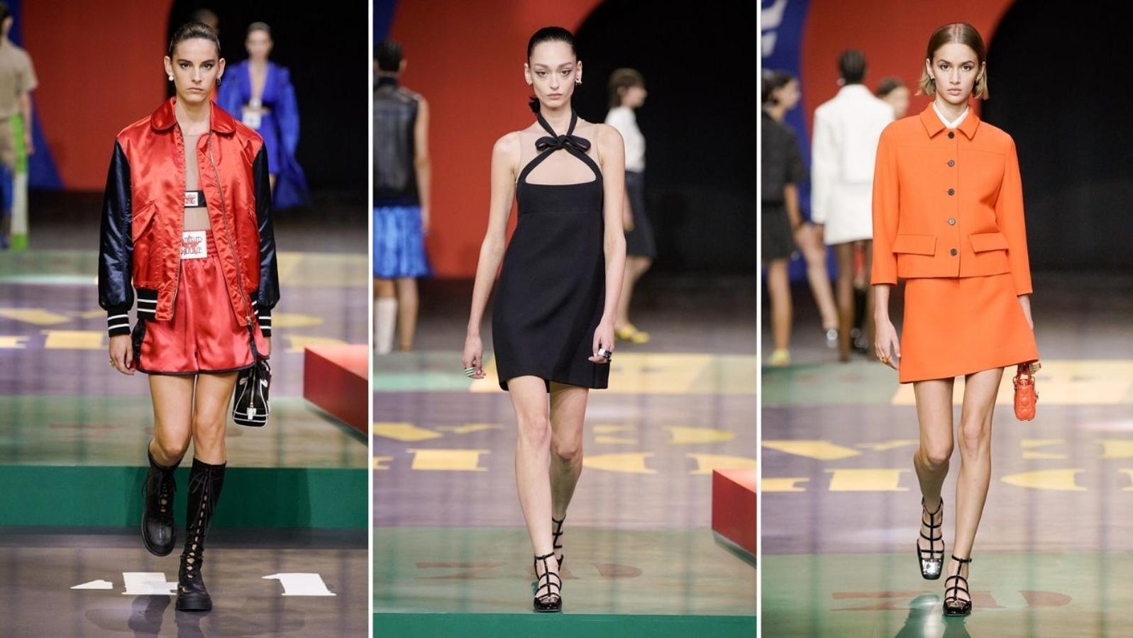 Dior - PFW primavera-verano 2022. Maria Grazia Chiuri ha sorprendido con una colección alejada de las líneas que suele mostrar. Según ha explicado, ha querido redescubrir y reinterpretar el periodo en el que Marc Bohan fue director creativo de Dior. El resultado ha sido una propuesta con una línea de color muy amplia en la que se destilan tintes sesenteros con faldas trapecio, chaquetas acortadas, vestidos acampanados y también trajes con silueta ‘New Look’ algo más formales que han servido para equilibrar la propuesta. Toda una revolución, sin duda.