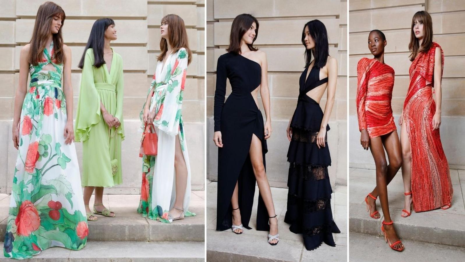 Elie Saab - PFW primavera-verano 2022. El libanés es especialista en crear colecciones llenas de dulzura, pero en esta ocasión se ha servido de elementos diferentes respecto a las anteriores: ha dejado a un lado la pedrería y transparencias para ceder más protagonismo a los juegos con los patrones y los estampados, entre los que destaca el de flores.