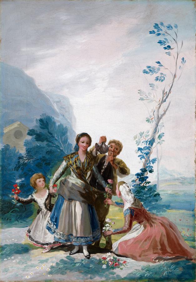 Su obra cubre un período desde el Rococó tardío hasta el Romanticismo (Boceto de cartón para tapiz de 'La Primavera' 1786). 