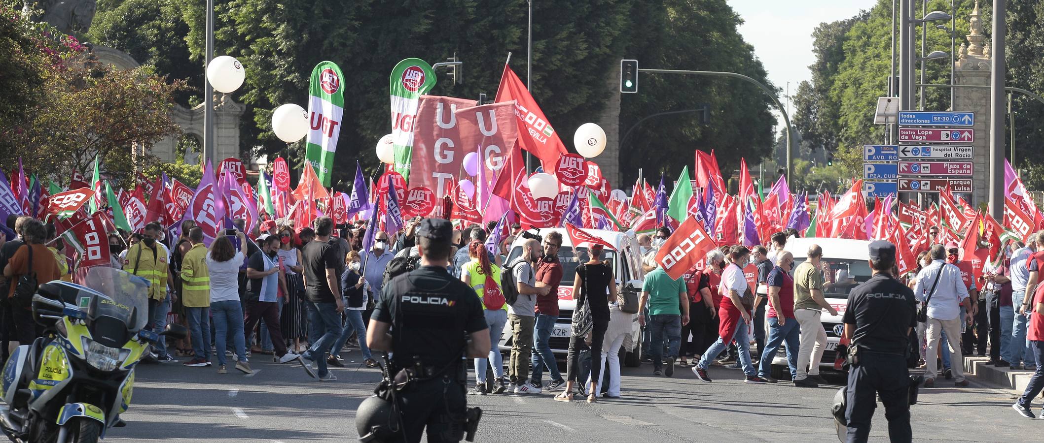 Manifestación de los sindicatos contra el Gobierno andaluz