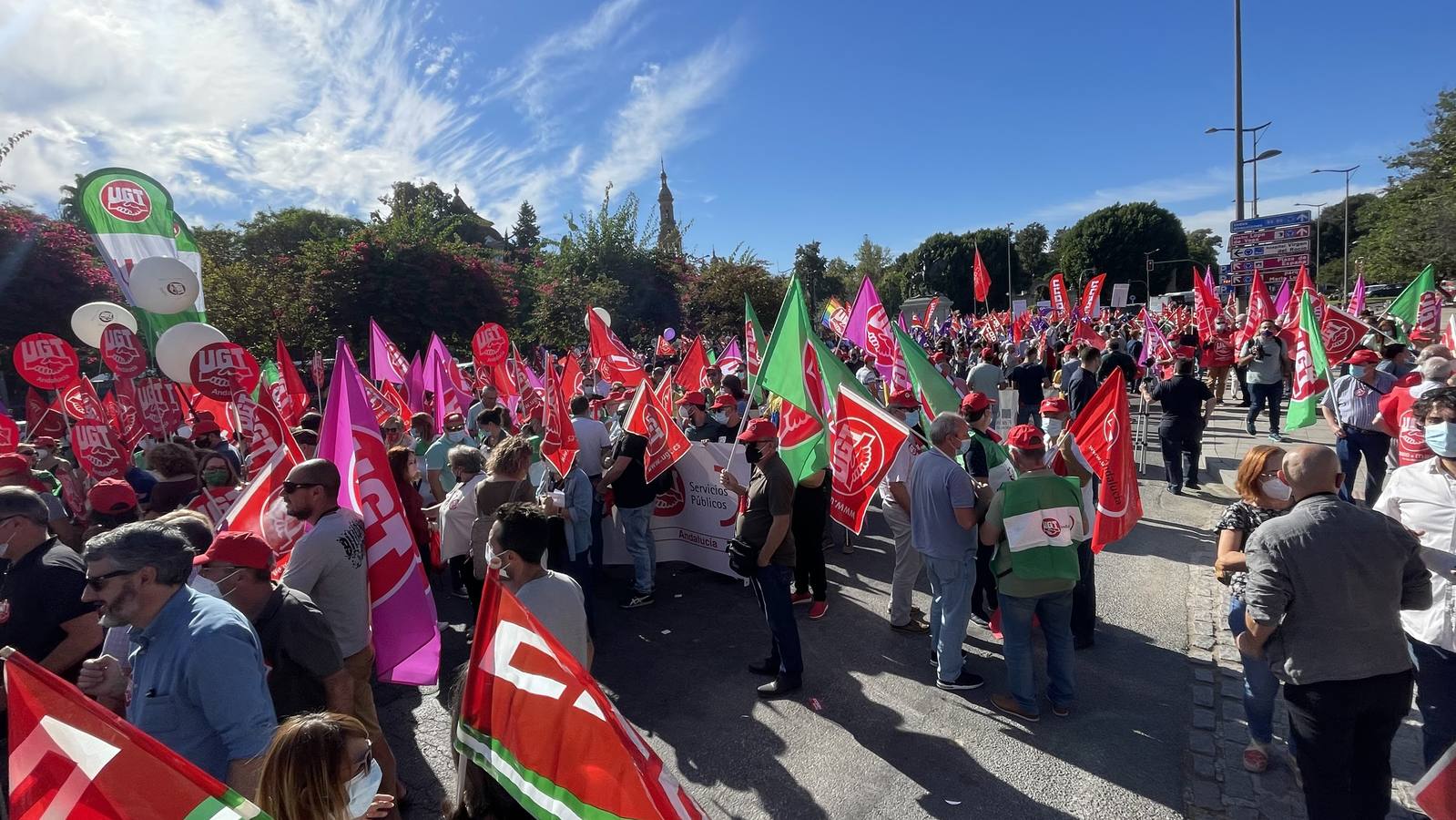 Manifestación de los sindicatos contra el Gobierno andaluz