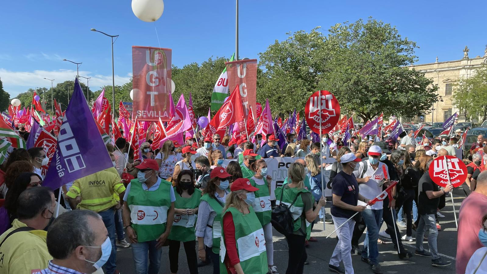 Manifestación de los sindicatos contra el Gobierno andaluz