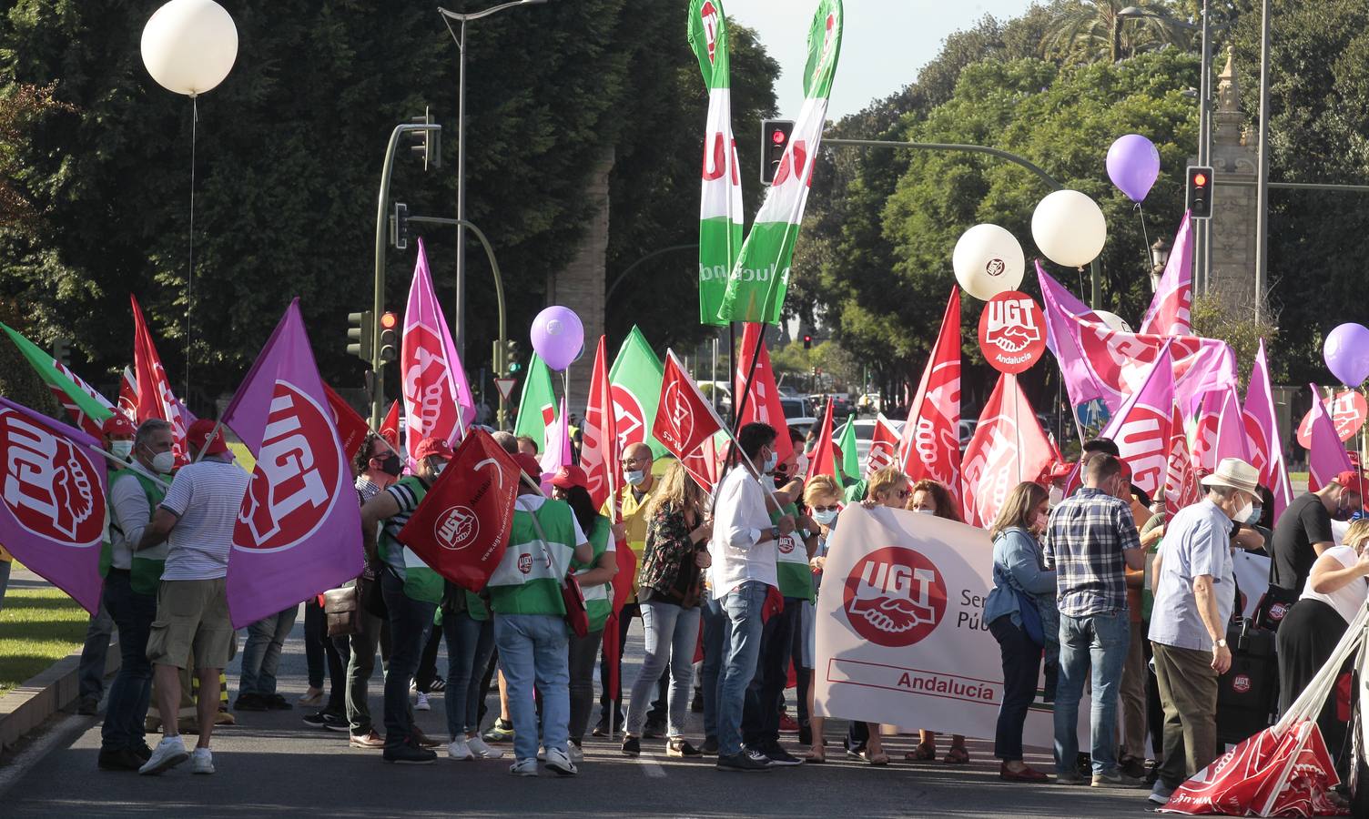 Manifestación de los sindicatos contra el Gobierno andaluz