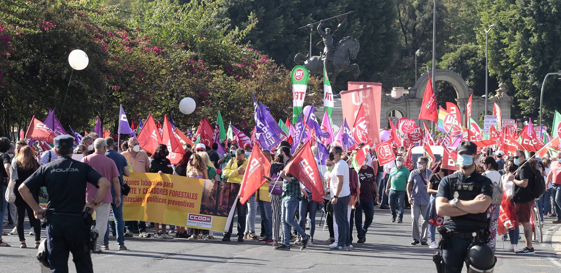 Manifestación de los sindicatos contra el Gobierno andaluz