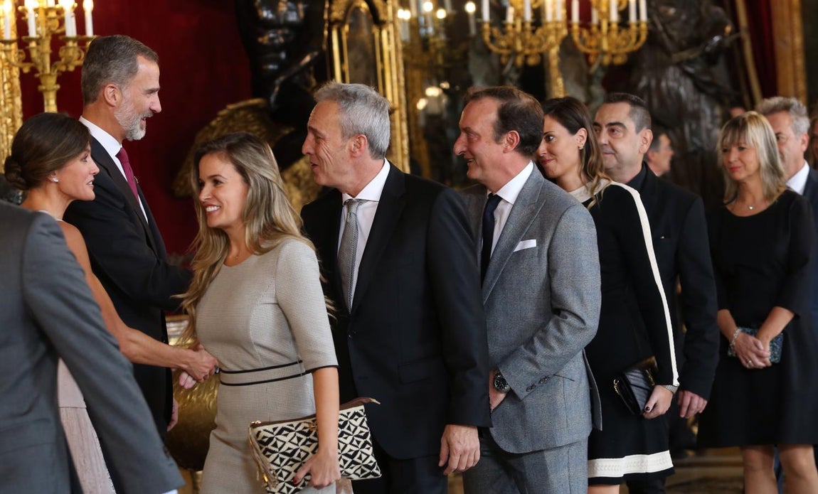 El grupo musical Hombres G, durante la recepción de los Reyes. 