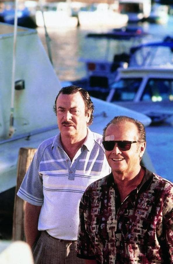 «Sangre y vino» (1996). Junto a Jack Nicholson en el rodaje de «Sangre y vino», estrenada en 1996