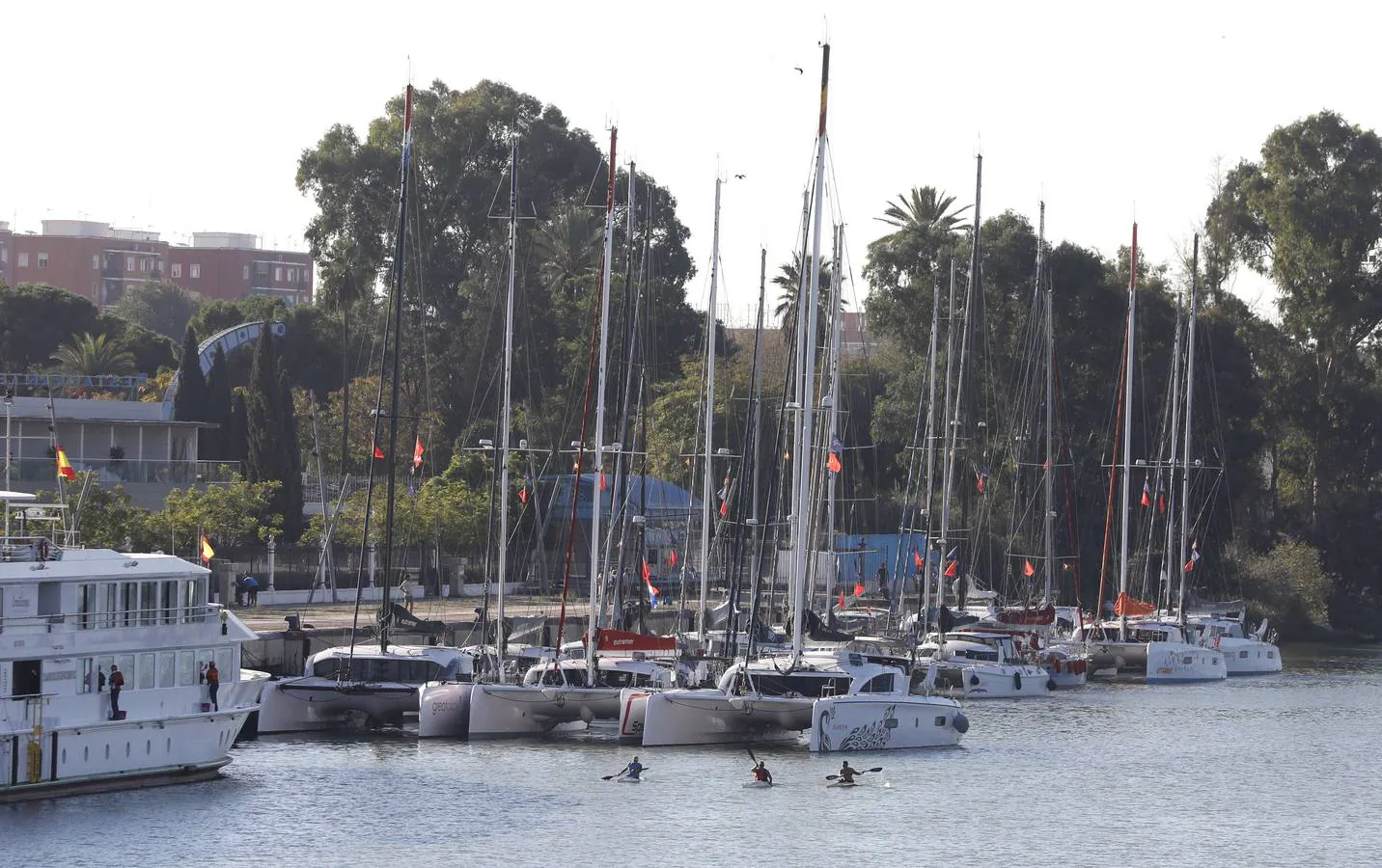 Los veleros que participarán en la travesía ya se encuentran en el Puerto de Sevilla