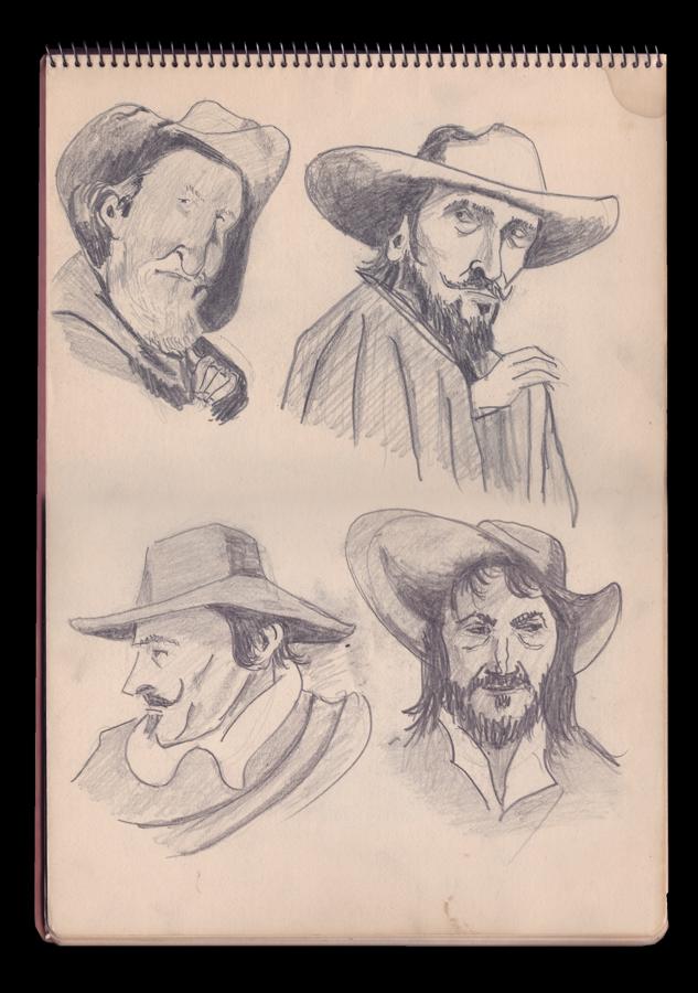 Dibujos para la 'storyboard' de la serie 'El pícaro' (1974). 