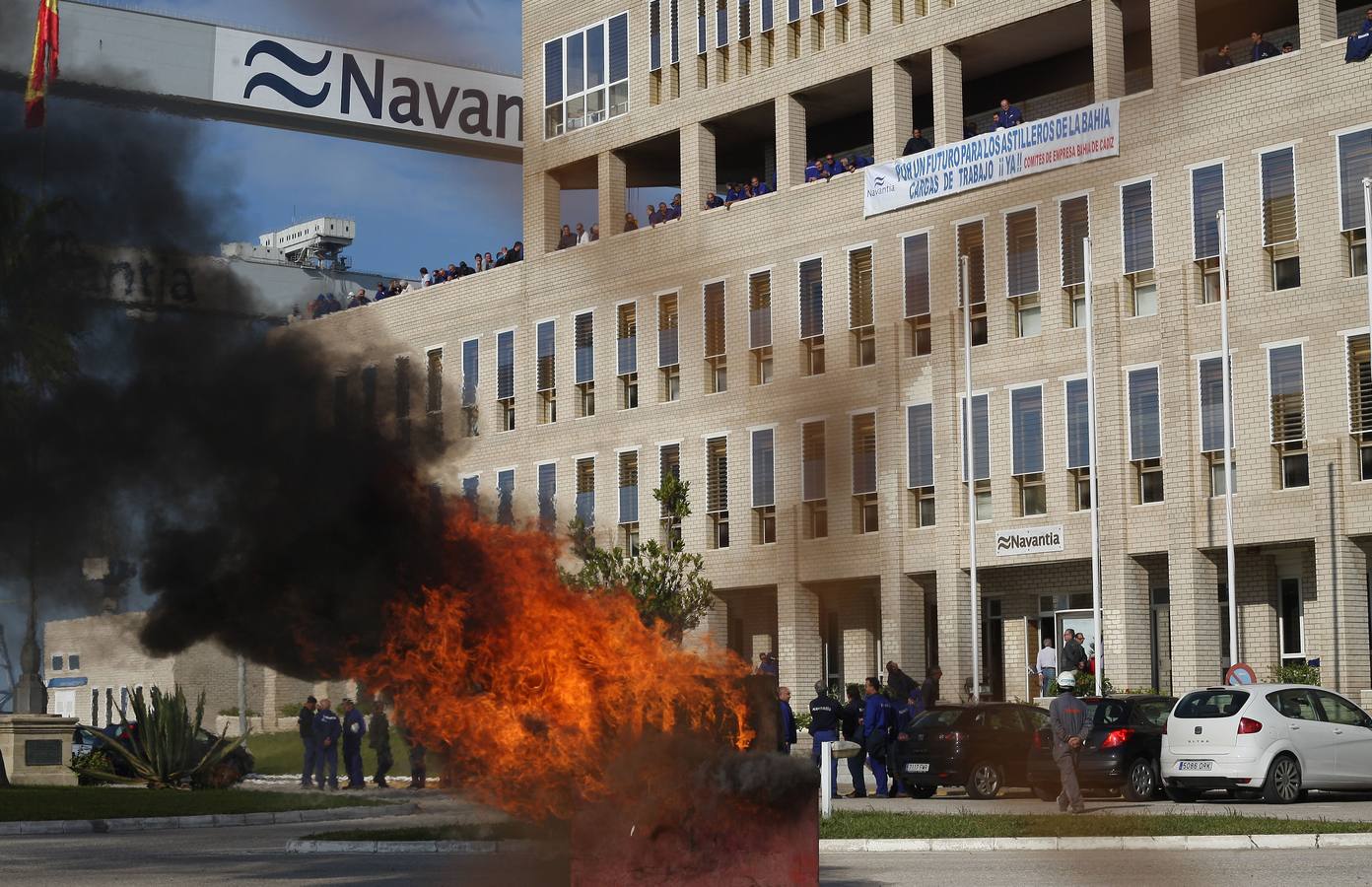 Manifestación de los trabajadores del Astillero de Navantia en Puerto Real. 