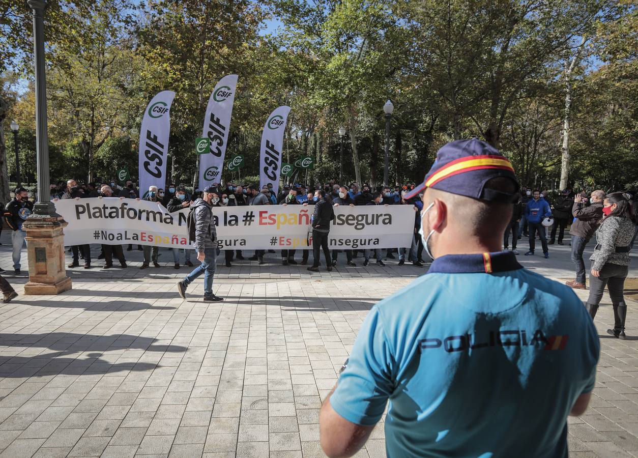 En imágenes, la protesta en Sevilla de policías nacionales y guardias civiles contra la reforma de la ley de seguridad ciudadana