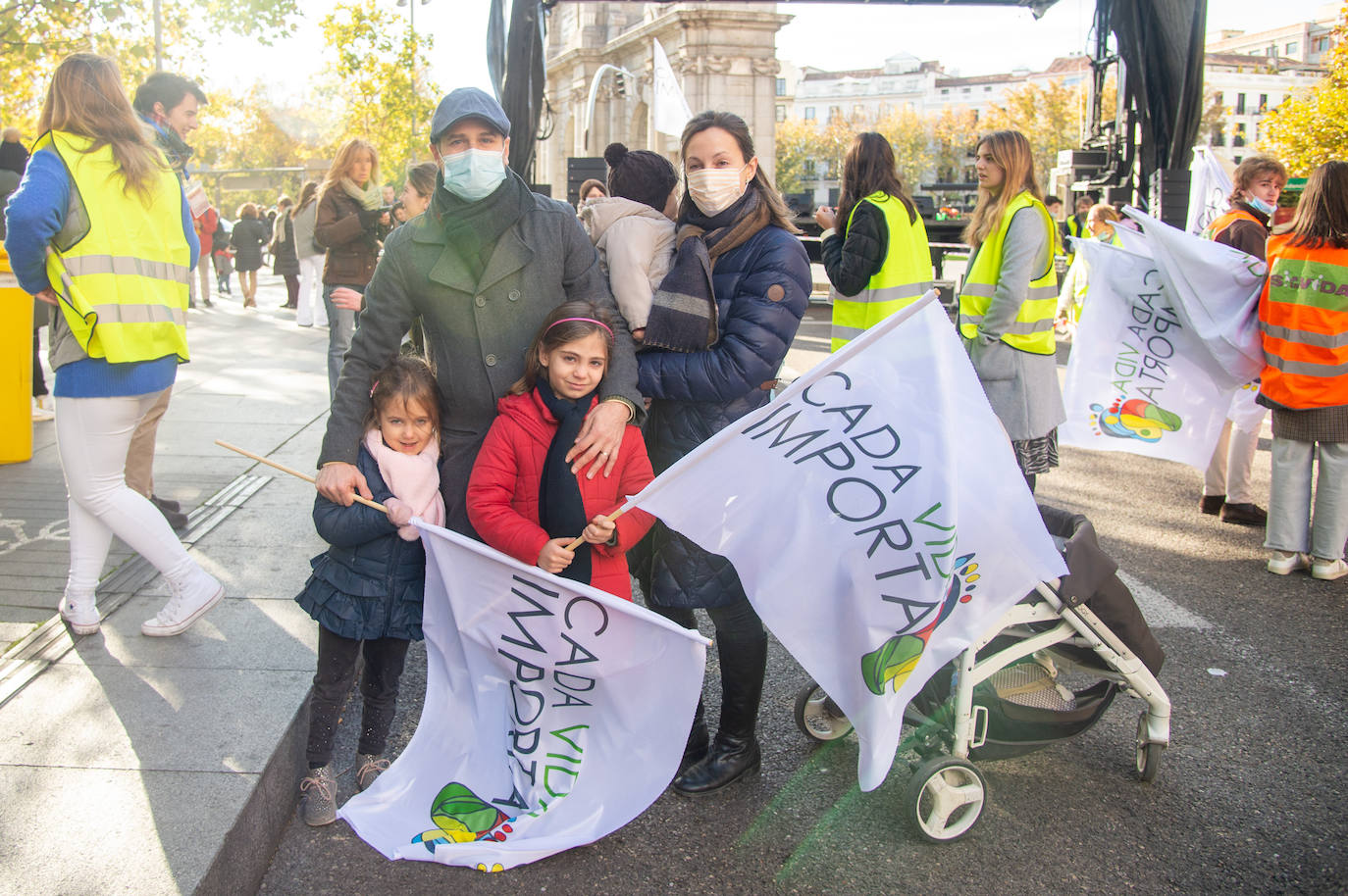 Una familia en la concentración. 