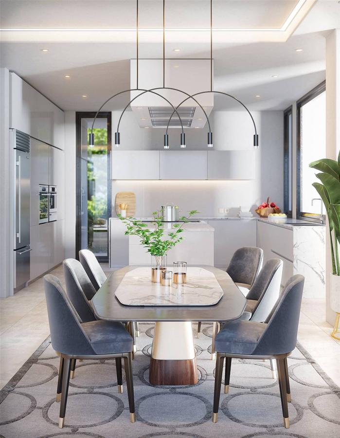 La mansión de Cristiano Ronaldo en Marbella. La cocina comunicará con el salón y basará el mobiliario en formas minimalistas con elementos más sofisticados como el mármol y los acabados metalizados. No faltará una pequeña isla para poder disfrutarla al máximo.
