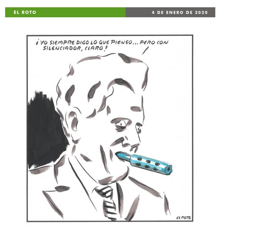 El Roto publica sus dibujos en la actualidad, cuando las libertades parecen fuera de cuestión. Sin embargo, Rábago parece considerar que éstas no se alcanzan de una vez para siempre sino que, por el contrario, permanecen expuestas al deterioro y necesitan de una constante vigilancia frente a los intentos interesados de retorcimiento que padece.