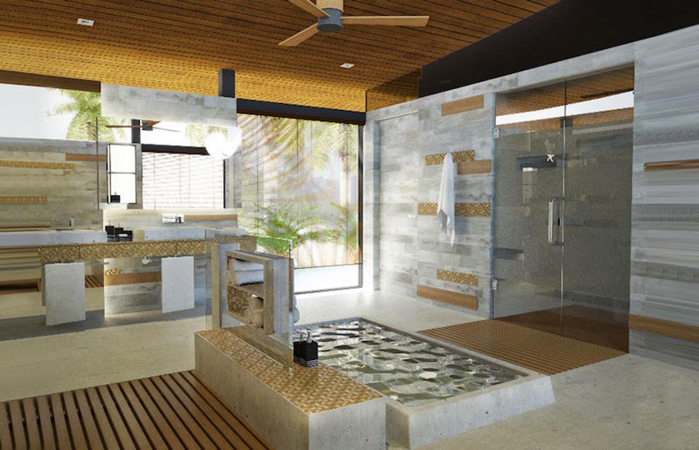 La isla de Maldivas de 40.000 dólares la noche. En todos los baños hay jacuzzi y sauna, pero tampoco falta un amplio Spa con varias piscinas, baño turco y sala de masajes.