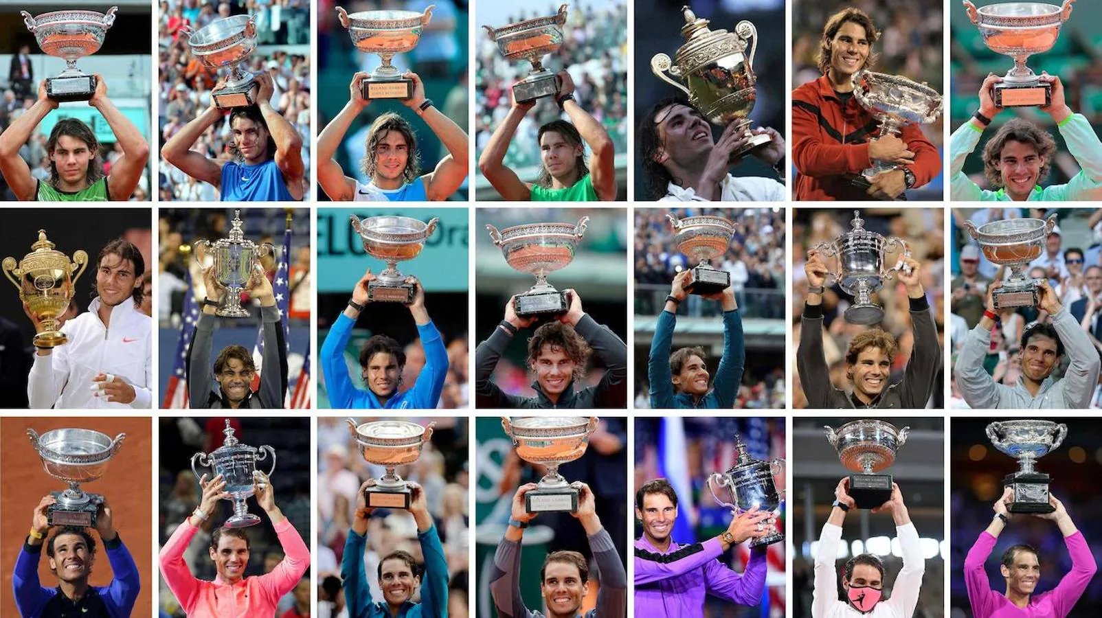 Los 22 Grand Slam de Rafael Nadal, en imágenes