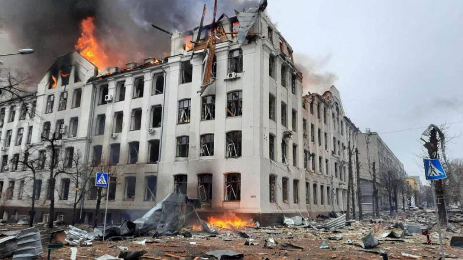 Imagen de un edificio de la policía regional en Járkov. 