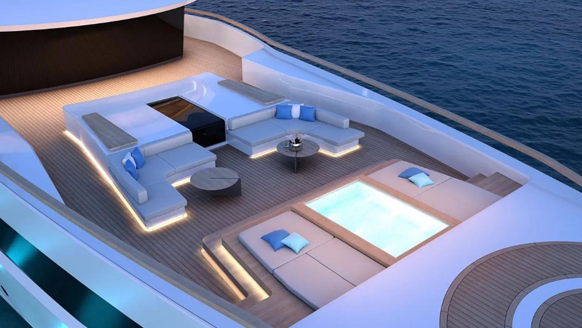 'Project 2024', el nuevo yate de 182 millones de Amancio Ortega. La nave tiene 72 metros de eslora y según cuentan desde la compañía, se ha planteado como un concepto familiar con un diseño que aboga por los espacios abiertos en el interior y un reparto equitativo en el exterior para que se pueda aprovechar al máximo sin renunciar a la comodidad.