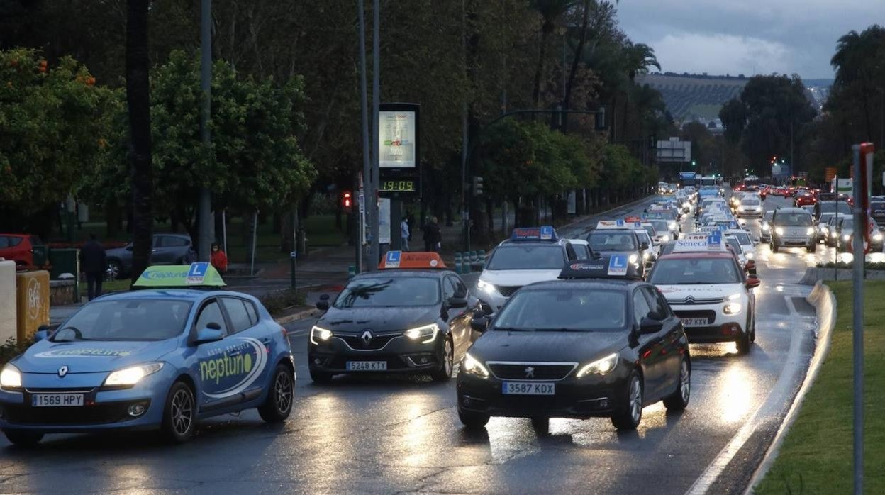 La marcha de protesta de las autoescuelas de Córdoba, en imágenes