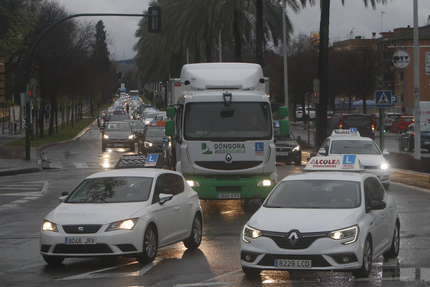 La marcha de protesta de las autoescuelas de Córdoba, en imágenes