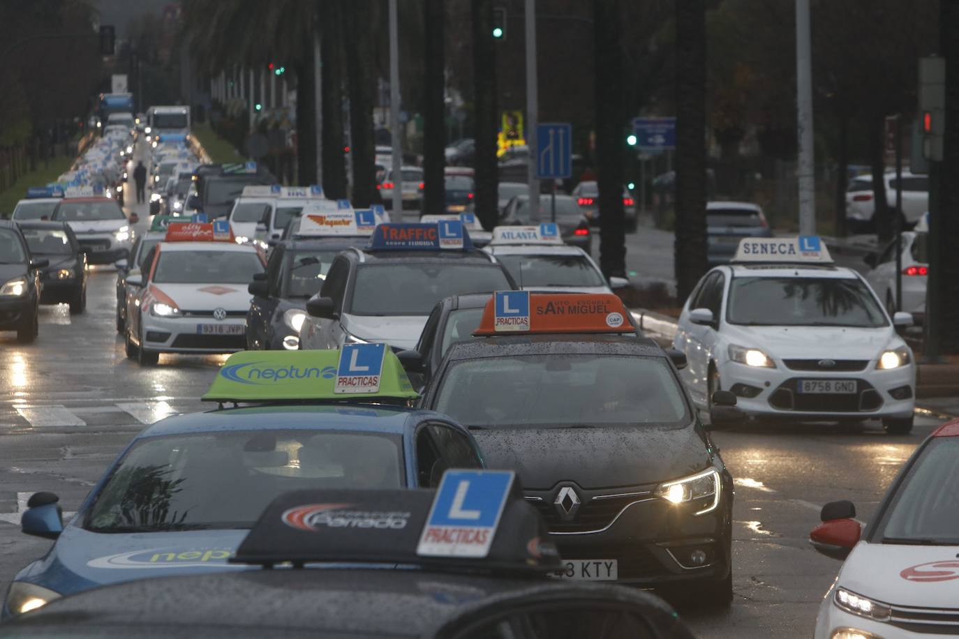 La marcha de protesta de las autoescuelas de Córdoba, en imágenes