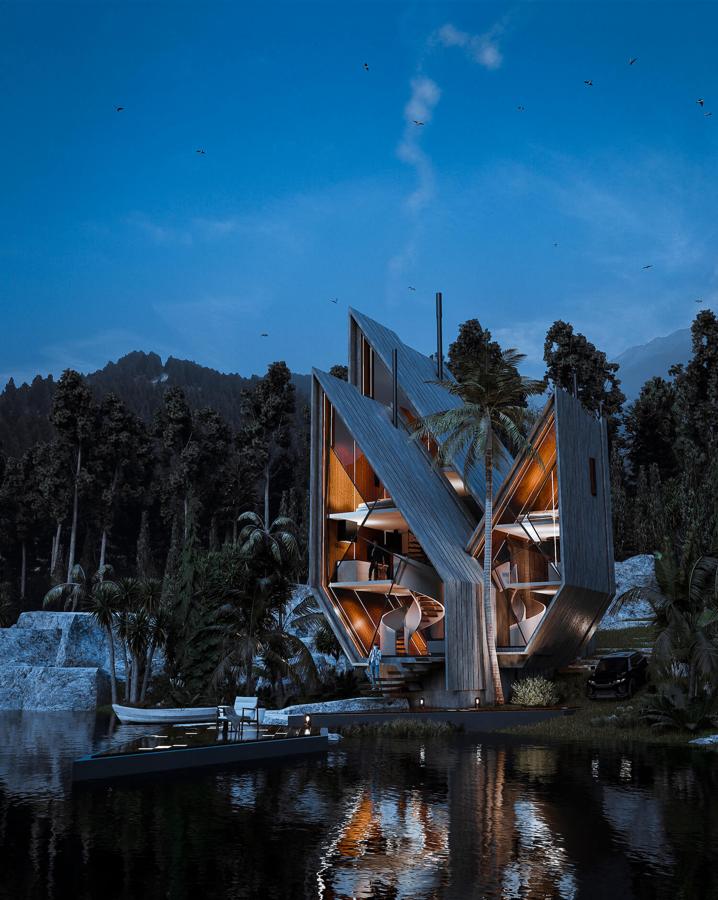 Así es 'Broken Diamond House'. Aunque todavía se trata de un concepto que se ideó a finales de 2021, todo apunta a que verá la luz antes de lo previsto. Tomando como referencia la forma de un diamante, este refugio está pensado para ser construido en selvas o bosques donde se pueda disfrutar del entorno en su máxima potencia.