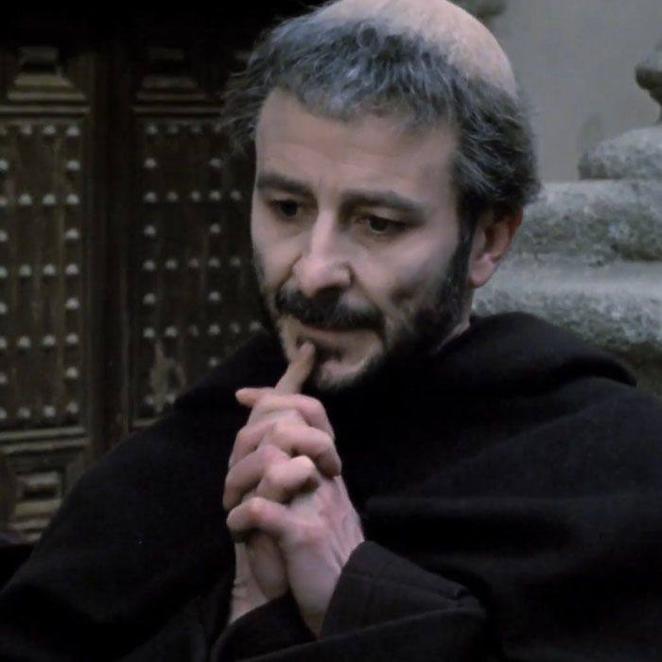 Villaescusa en 'El rey pasmado' (1991). Juan Diego volvió a interpretar a un religioso en esta película de Imanol Uribe, donde compartió cartel con Gabino Diego, Javier Gurruchaga, Fernando Fernán Gómez, María Barranco...