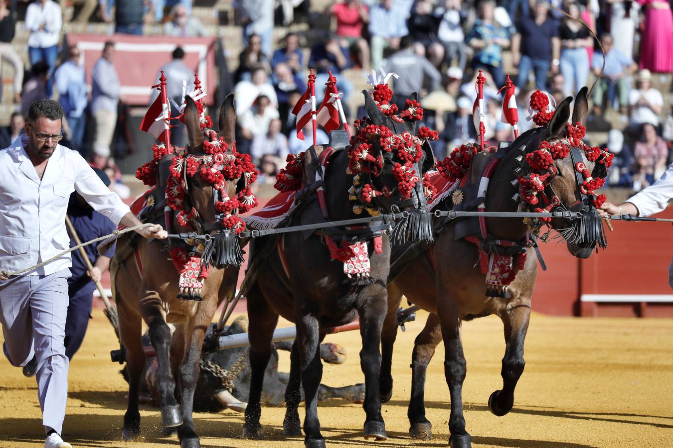 Corrida de toros de El Fandi, Perera y Luque en la plaza de toros de Sevilla en 2022. J.M. SERRANO