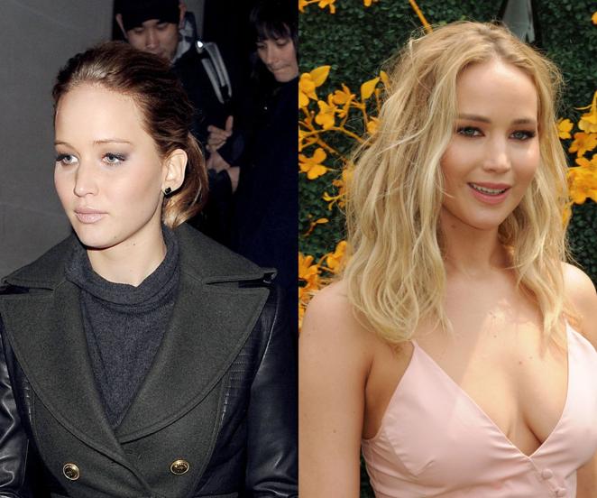 De morenas a rubias: Jennifer Lawrence. El caso de Jennifer Lawrence es el contrario. La actriz es rubia, pero durante un tiempo se tiñó su melena en un tono castaño.