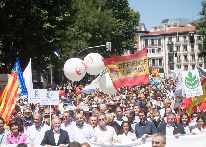 La cabecera de la manifestación durante el recorrido. 
