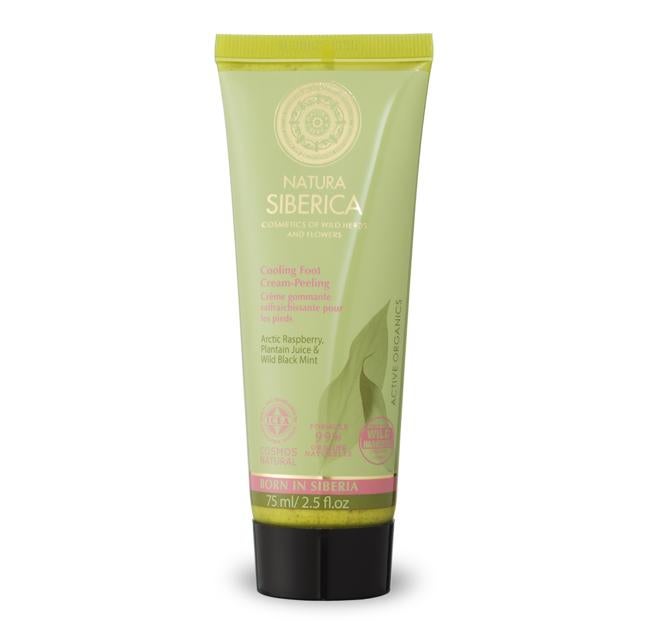 Crema Peeling Refrescante de Natura Siberica: 6 €. Fórmula a base de zumo de plátano con efecto antiséptico que promueve la regeneración de la piel. Además contiene menta negra silvestre que vigoriza los pies cansados y tiene efecto refrescante, y frambuesa ártica, que exfolia y limpia en profundidad, aportando sensación de ligereza, confort y frescor.