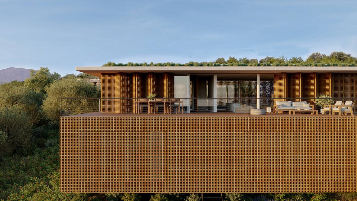 Viviendas de bajo consumo. Respecto a la eficiencia energética, todas las viviendas disponen de un sistema de geotermia y solar fotovoltaico, sin ningún tipo de motor ni máquina a la vista. Para conseguir una limpieza visual excepcional, el techo de la planta primera es de losa de hormigón volada, el techo frío está embebido dentro de la losa de hormigón y las carpinterías están empotradas.