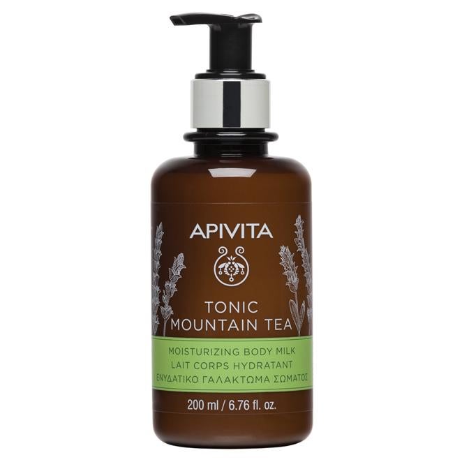 Leche corporal Tonic Mountain Tea de Apivita (12,90 €, 200 ml). Otra crema perfecta para hidratar y revitalizar la piel, dejándola suave. En su fórmula incluye aceites esenciales de bergamota y eucalipto que tonifican y mejoran el ánimo, una combinación de tres especies orgánicas que reemplazan el agua de la fórmula, y extracto de té de montaña orgánico de Creta.