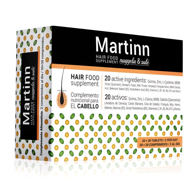 Suplemento alimenticio Martinn de Nuggela &amp; Sulé (5,40 €). Este complemento alimenticio aporta todos los nutrientes necesarios para el cabello y su correcto crecimiento. Además depura el organismo eliminando tóxicos para una mejor y más sana absorción de nutrientes (tratamiento mínimo 2 meses).