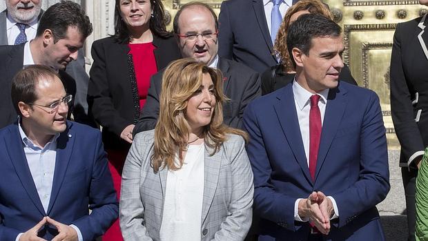 Susana Díaz y Pedro Sánchez en la última comparecencia de ambos juntos