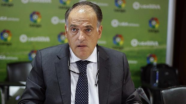 Javier Tebas, en la última asamblea general de los clubes