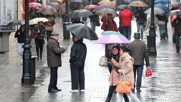 Ambiente en Gondomar en una jornada de lluvia