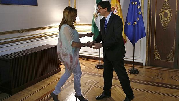 Susana Díaz, presidenta de la Junta, y Juan Marín, líder de Ciudadanos en Andalucía
