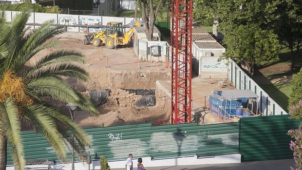 Aspecto de la obra de la Biblioteca Nacional en su primera fase